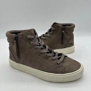 UGG 1105370 Women Size 8.5 Shoes Taupe Suede Mole Olli High-Top Platform Sneaker